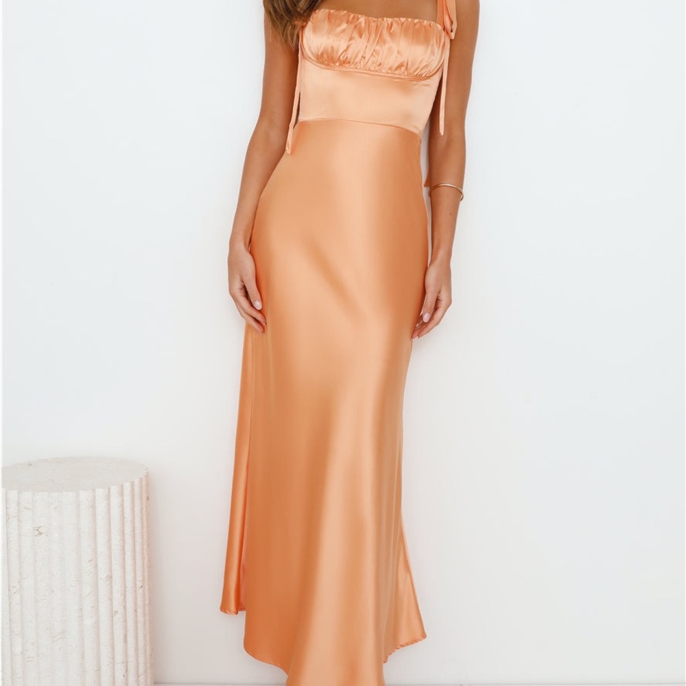 Hello Molly DEFINE LUXURY SATIN MAXI DRESS PEACH